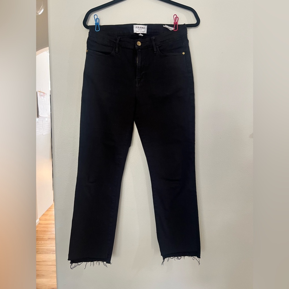 Frame Le High Straight Step Hem Black jeans 28